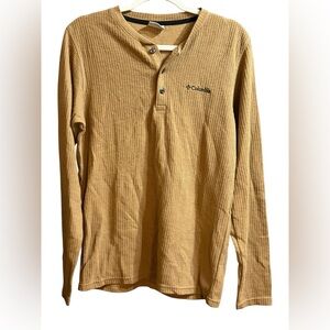 Columbia Tan Waffle‎ Knit Henley Shirt